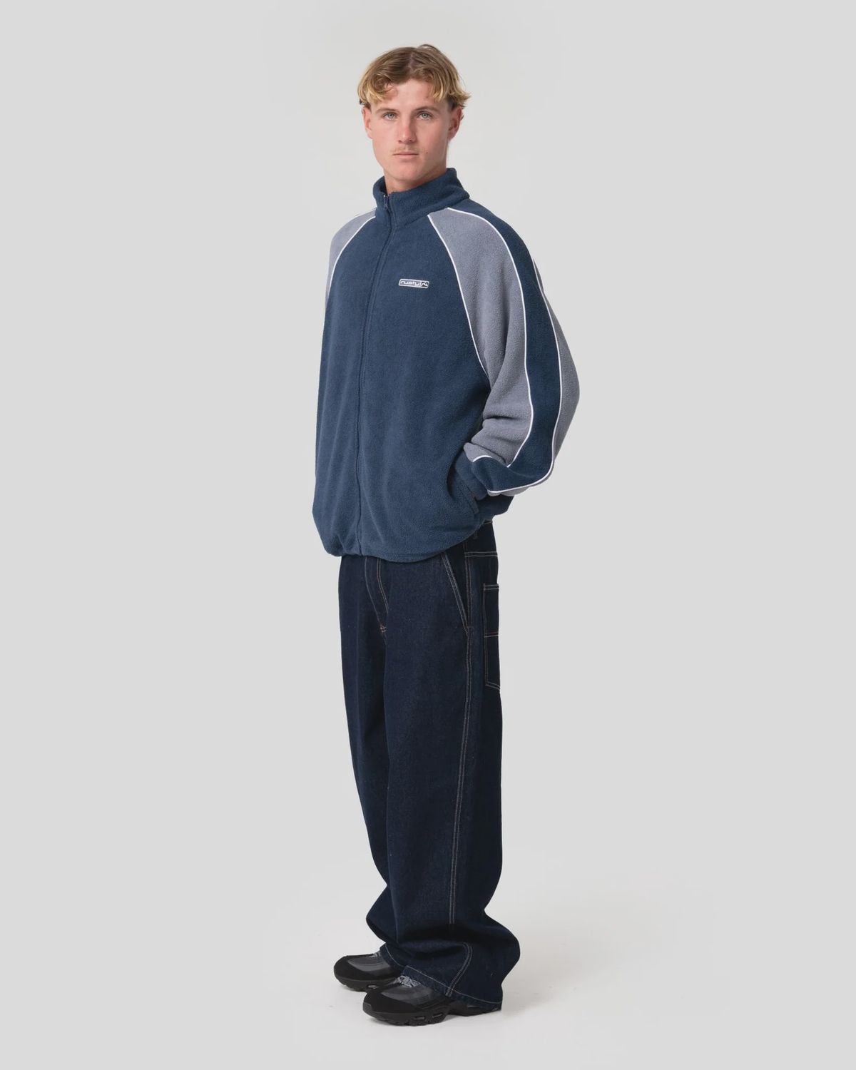 RUSTY MENS PIMP MY TIDES ZIP THRU SHERPA FLEECE - NAVY BLUE