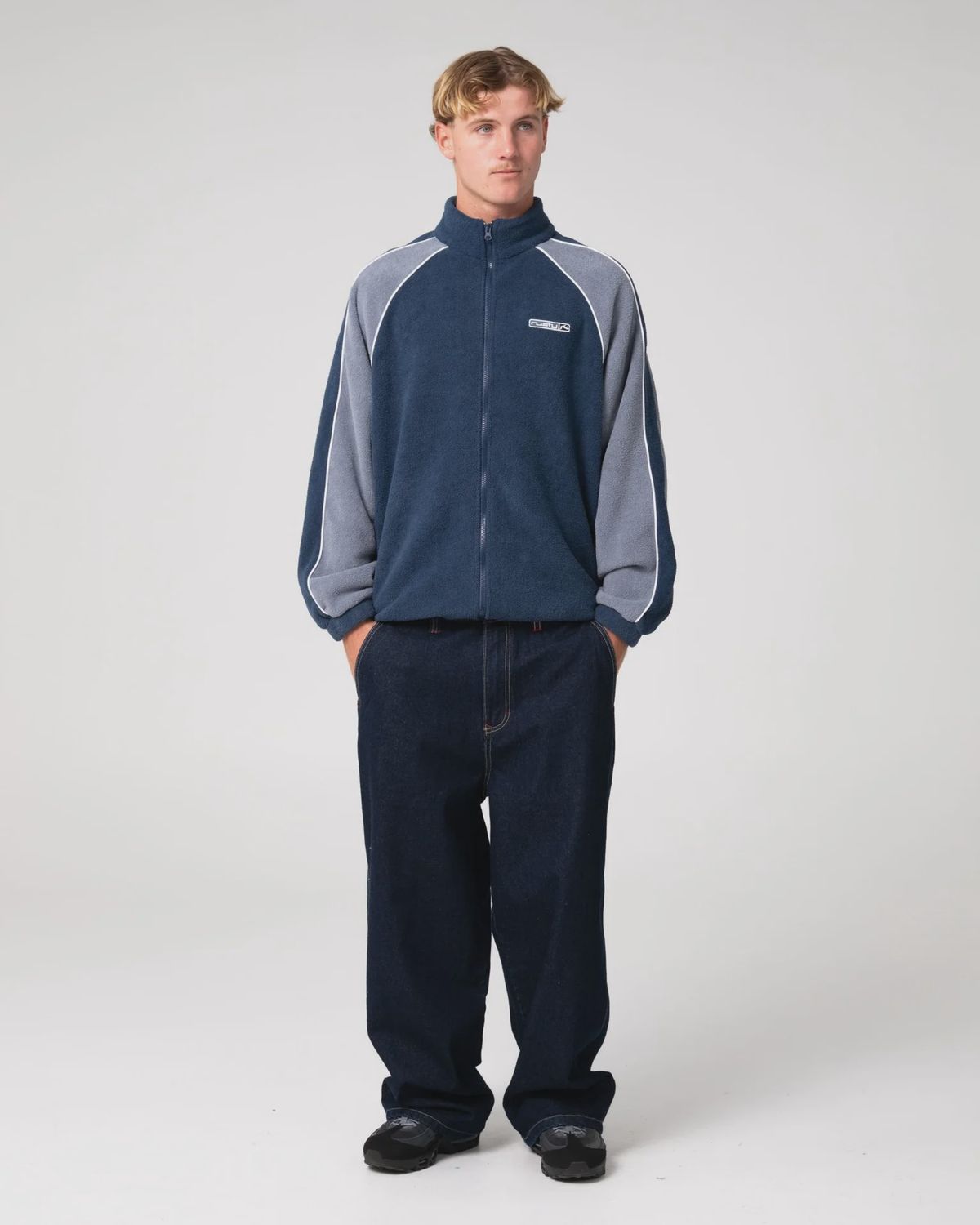 RUSTY MENS PIMP MY TIDES ZIP THRU SHERPA FLEECE - NAVY BLUE