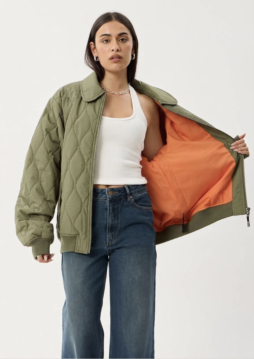 AFENDS MENS MELLROSS - BOMBER JACKET - MILITARY
