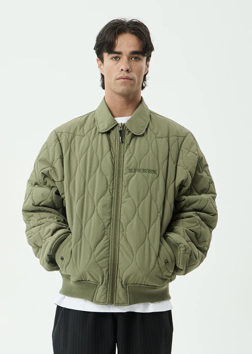 AFENDS MENS MELLROSS - BOMBER JACKET - MILITARY