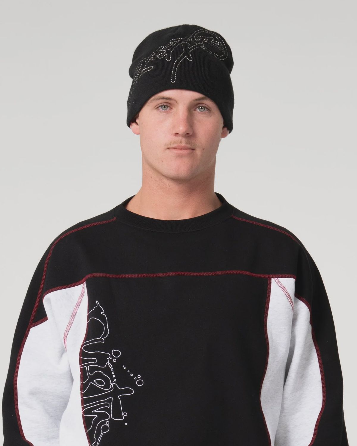 RUSTY MENS HOODUS BEANIE - REFLECTIVE BLACK