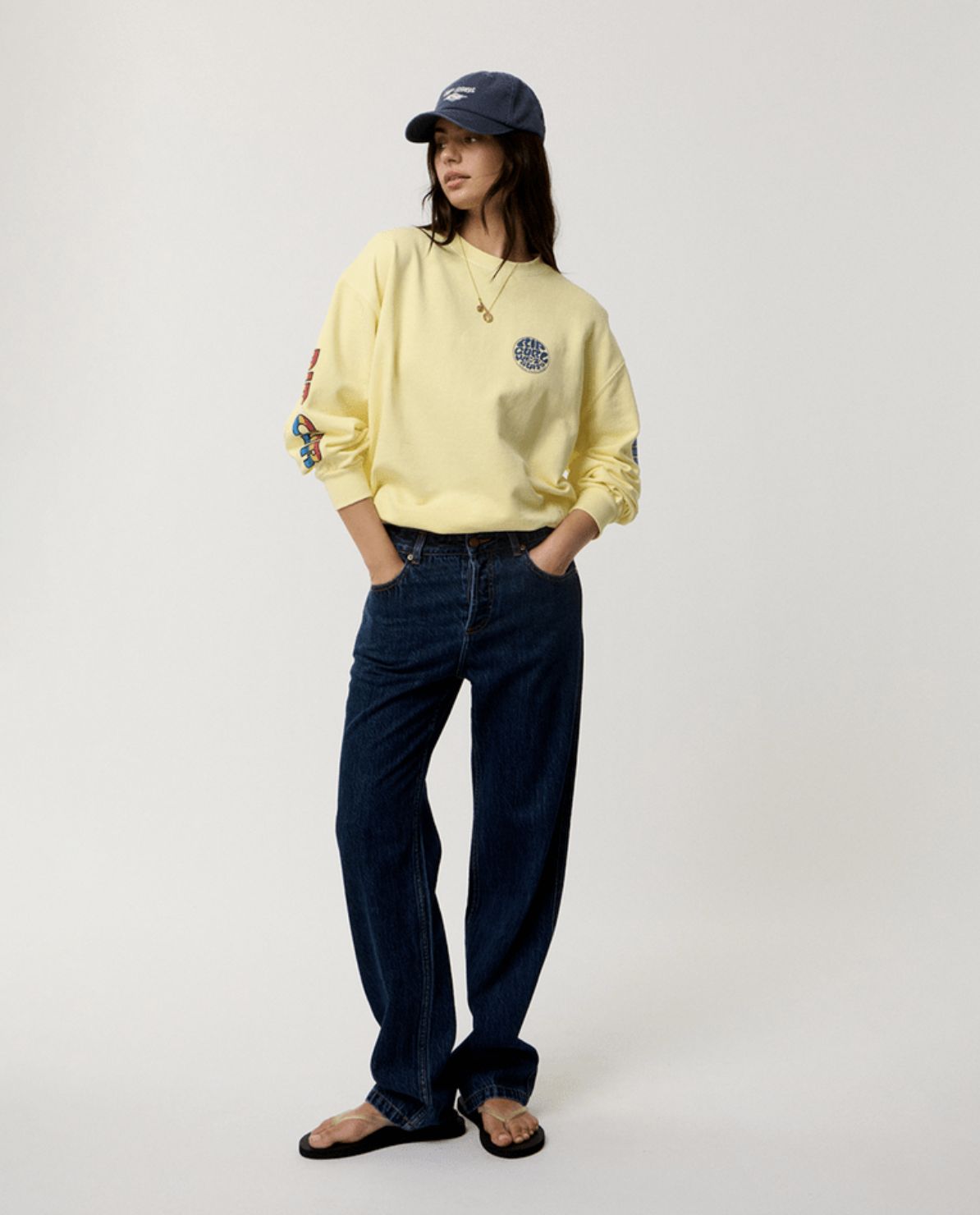 RIP CURL WOMENS SG HERITAGE OVERSIZED FLEECE - SOFT YELLOW