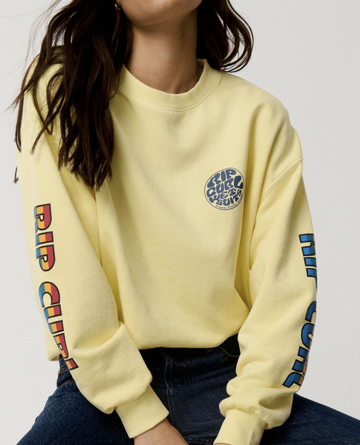 RIP CURL WOMENS SG HERITAGE OVERSIZED FLEECE - SOFT YELLOW
