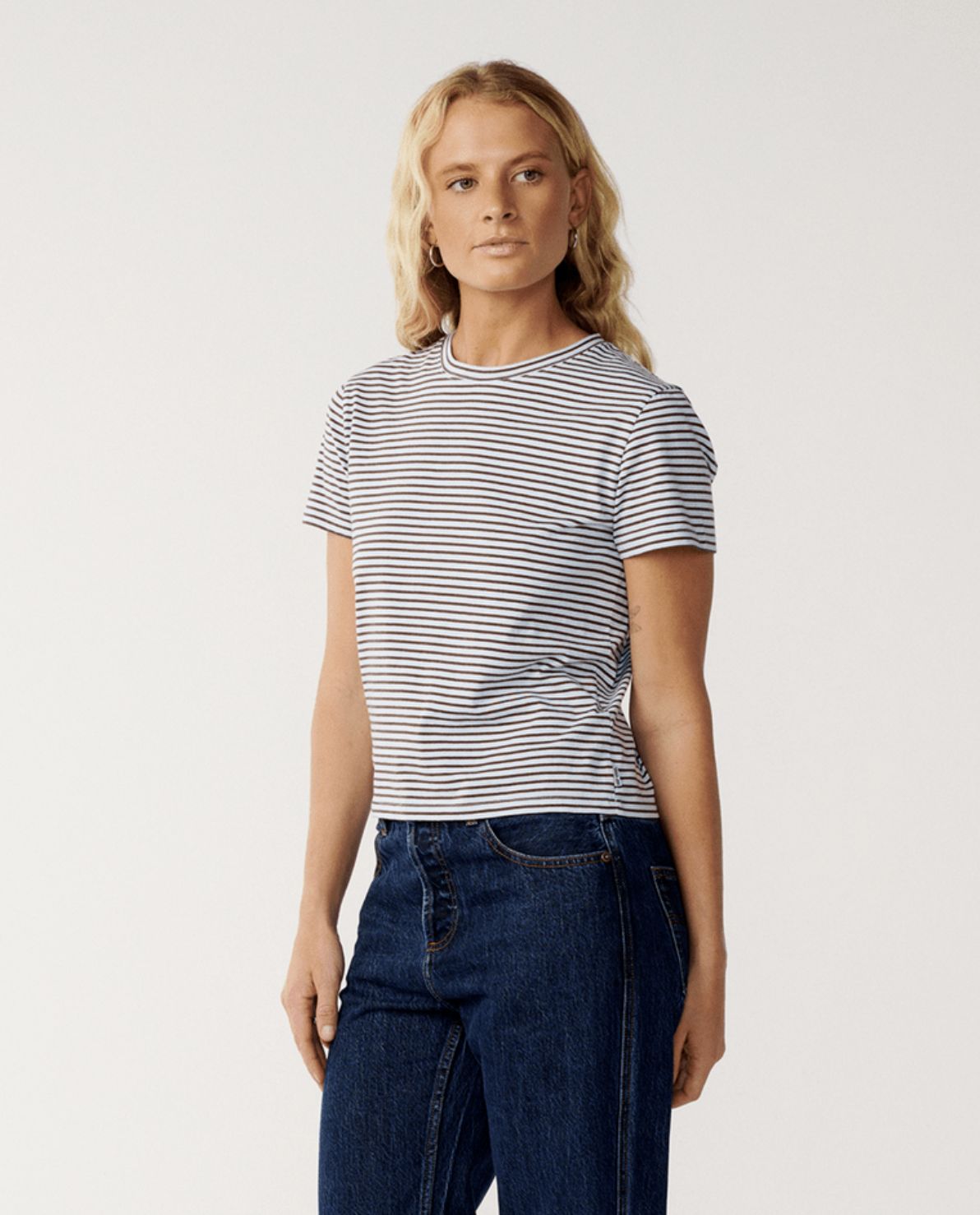 RIP CURL WOMENS SG YD STRIPE SS TEE - SKY BLUE