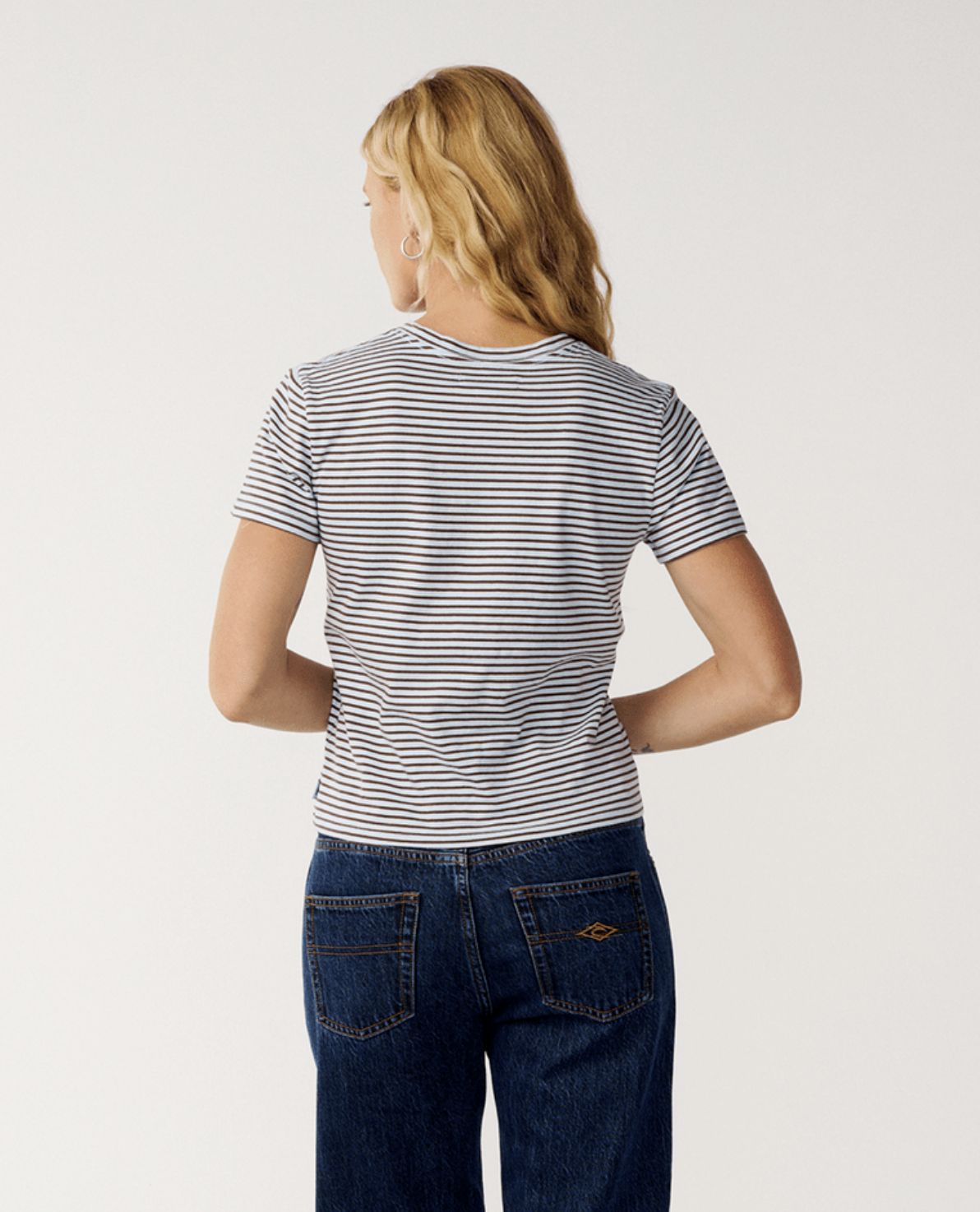 RIP CURL WOMENS SG YD STRIPE SS TEE - SKY BLUE