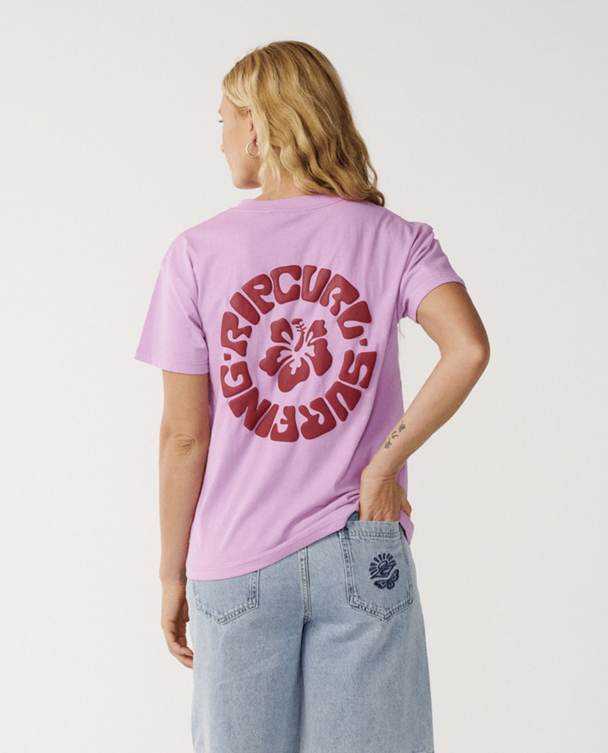 RIP CURL WOMENS SURF PUFF PARTY PACK RELAXED SS TEE - BRIGHT LILAC