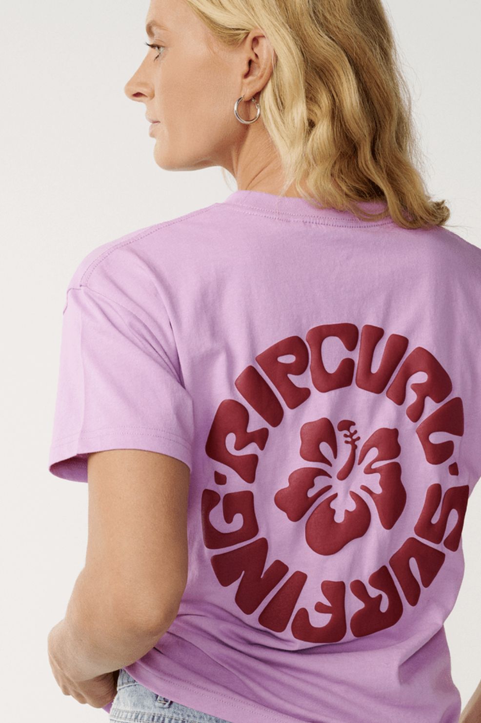 RIP CURL WOMENS SURF PUFF PARTY PACK RELAXED SS TEE - BRIGHT LILAC