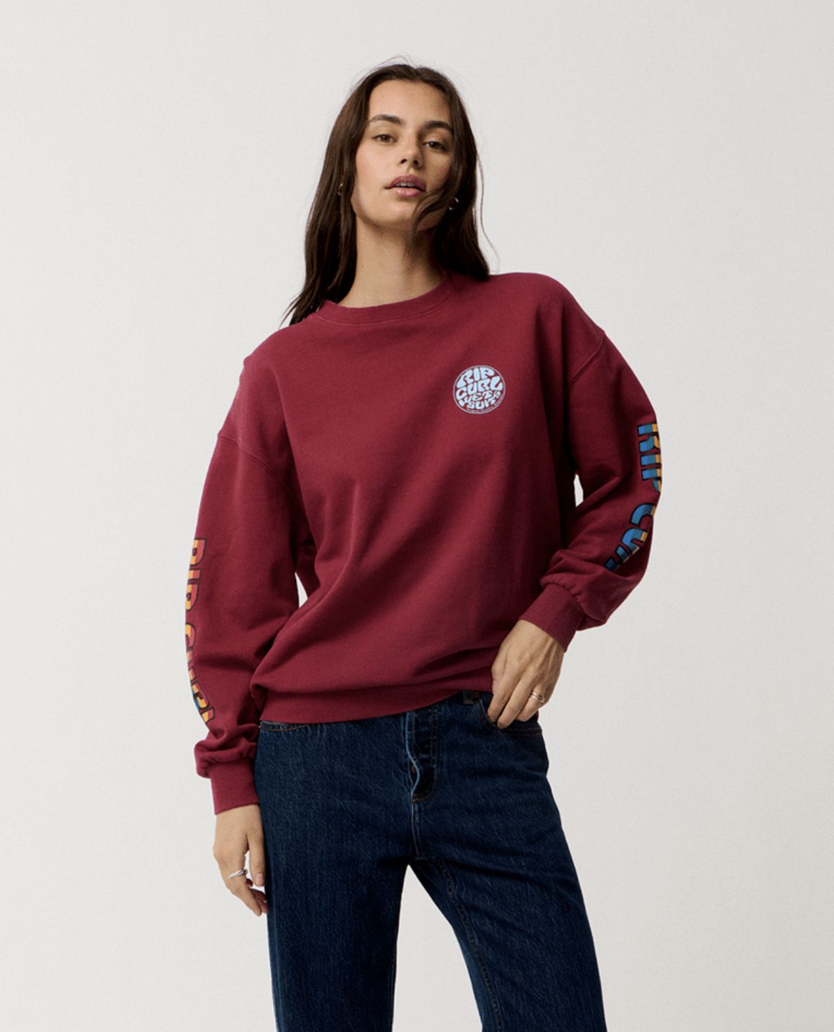 RIP CURL WOMENS SG HERITAGE OVERSIZED FLEECE - PLUM