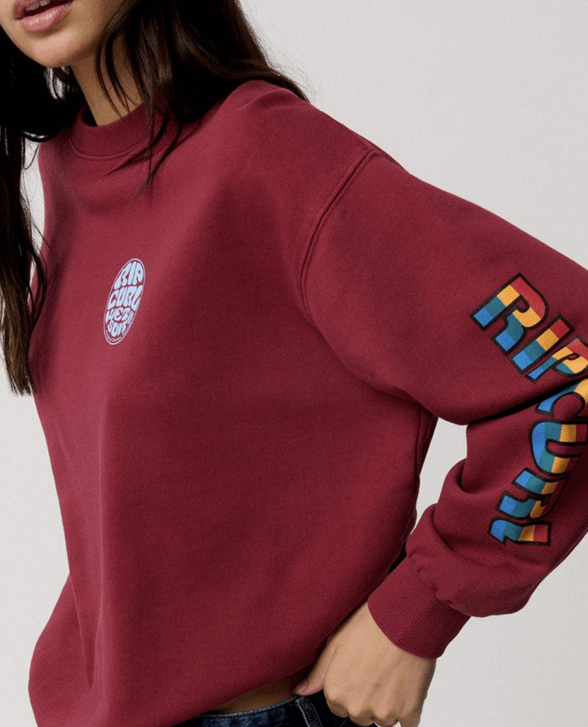 RIP CURL WOMENS SG HERITAGE OVERSIZED FLEECE - PLUM