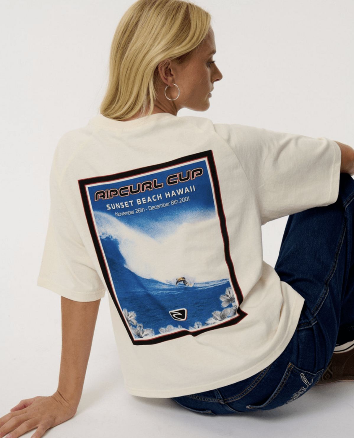 RIP CURL WOMENS SUNSET BEACH RAGLAN BOXY SS TEE - BONE