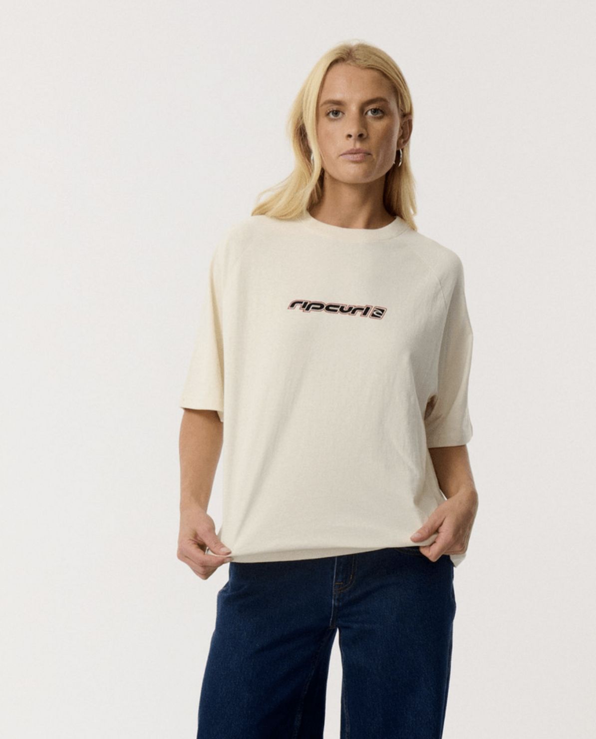 RIP CURL WOMENS SUNSET BEACH RAGLAN BOXY SS TEE - BONE
