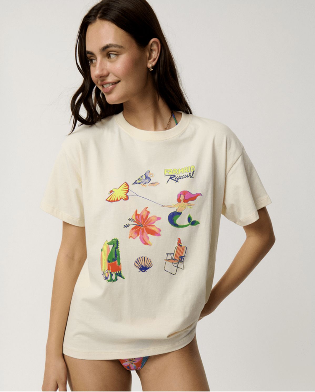 RIP CURL WOMENS DESIRE RELAXED SS TEE - VANILLA