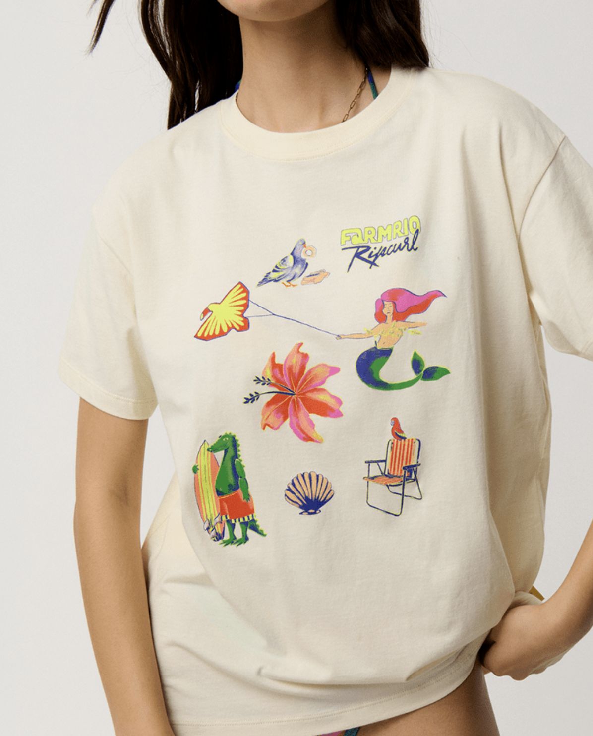 RIP CURL WOMENS DESIRE RELAXED SS TEE - VANILLA