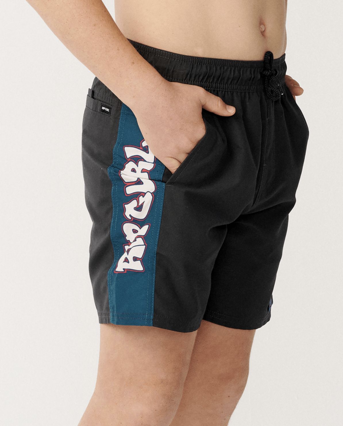 RIP CURL TEEN BOYS SURF SHACK PANEL VOLLEY - WASHED BLACK