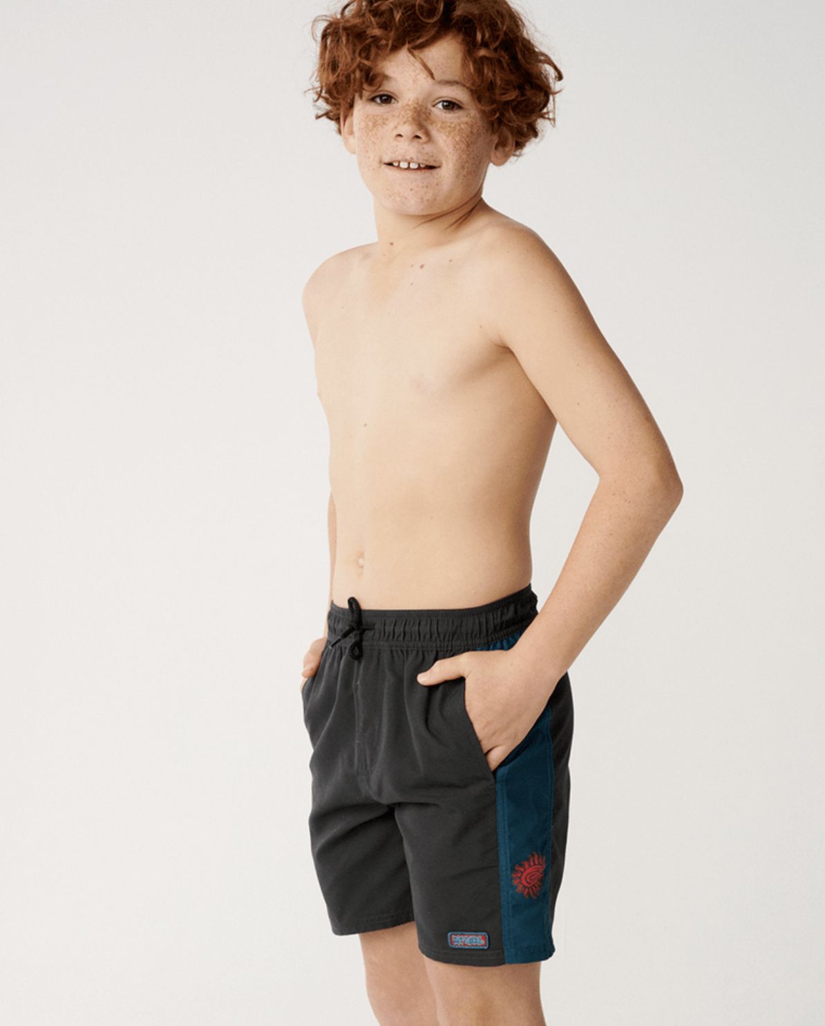 RIP CURL TEEN BOYS SURF SHACK PANEL VOLLEY - WASHED BLACK