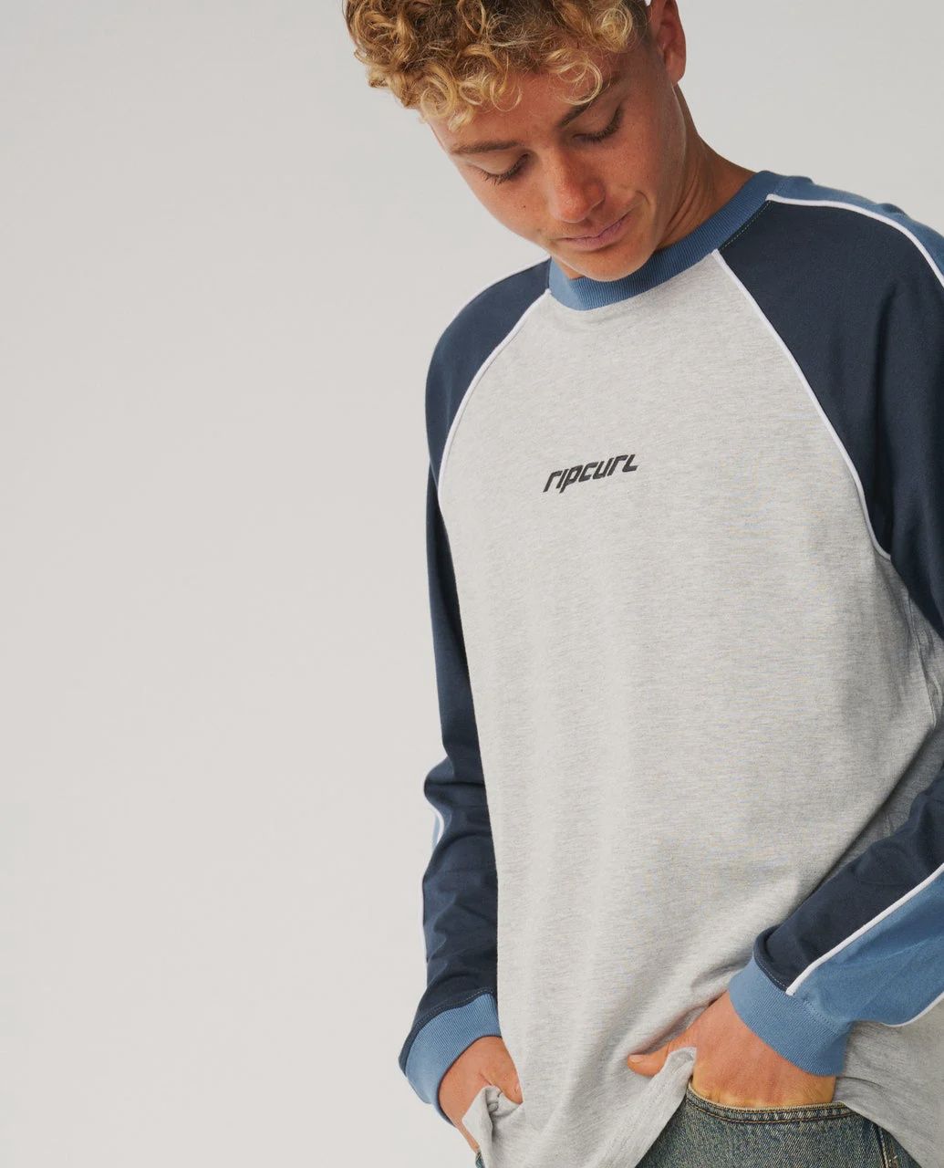 RIP CURL MENS ARCHIVE SANDMAN PANEL LS TEE - GREY MARLE