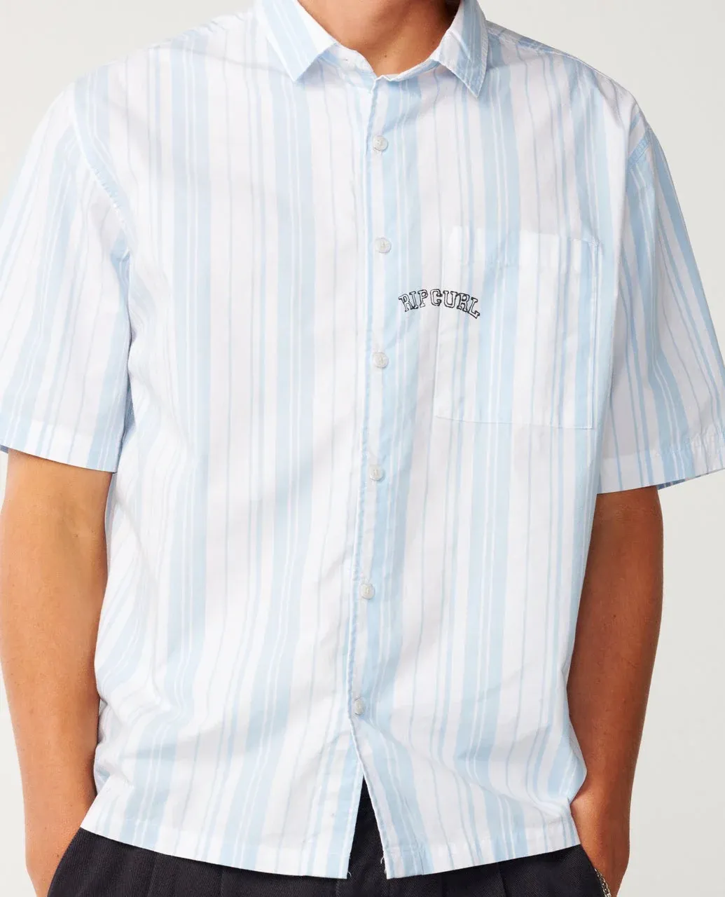 RIP CURL MENS DISORDER S/S SHIRT - WHITE/BLUE