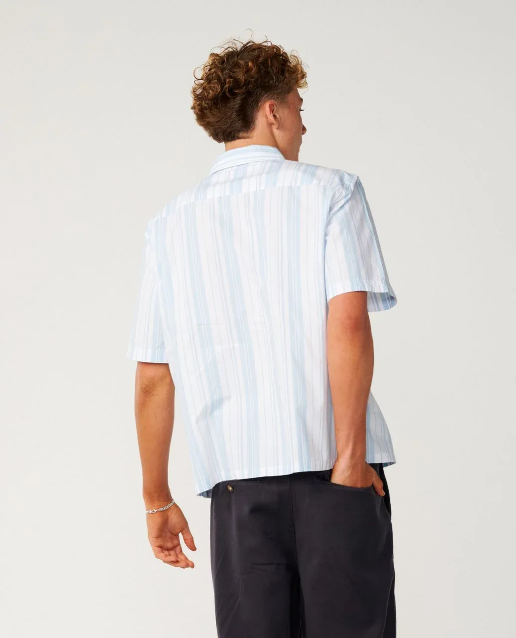 RIP CURL MENS DISORDER S/S SHIRT - WHITE/BLUE