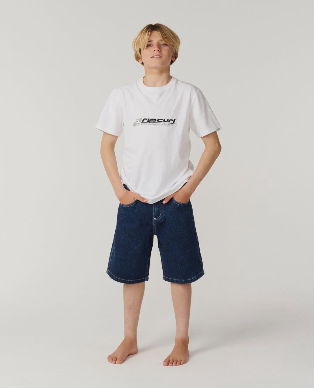 RIP CURL TEEN BOYS MEDINA SCRIPT DENIM WALKSHORT - TRUE INDIGO
