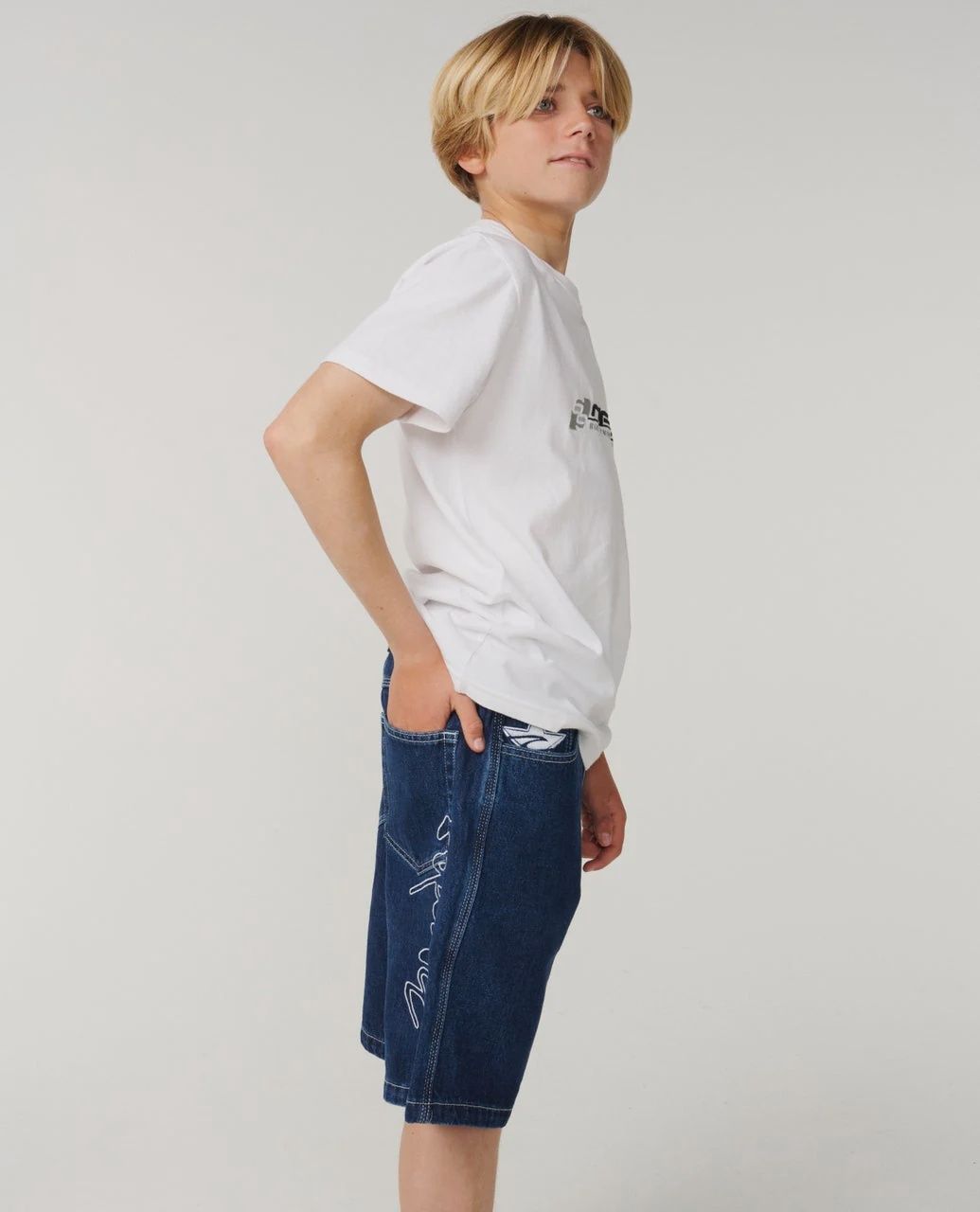 RIP CURL TEEN BOYS MEDINA SCRIPT DENIM WALKSHORT - TRUE INDIGO
