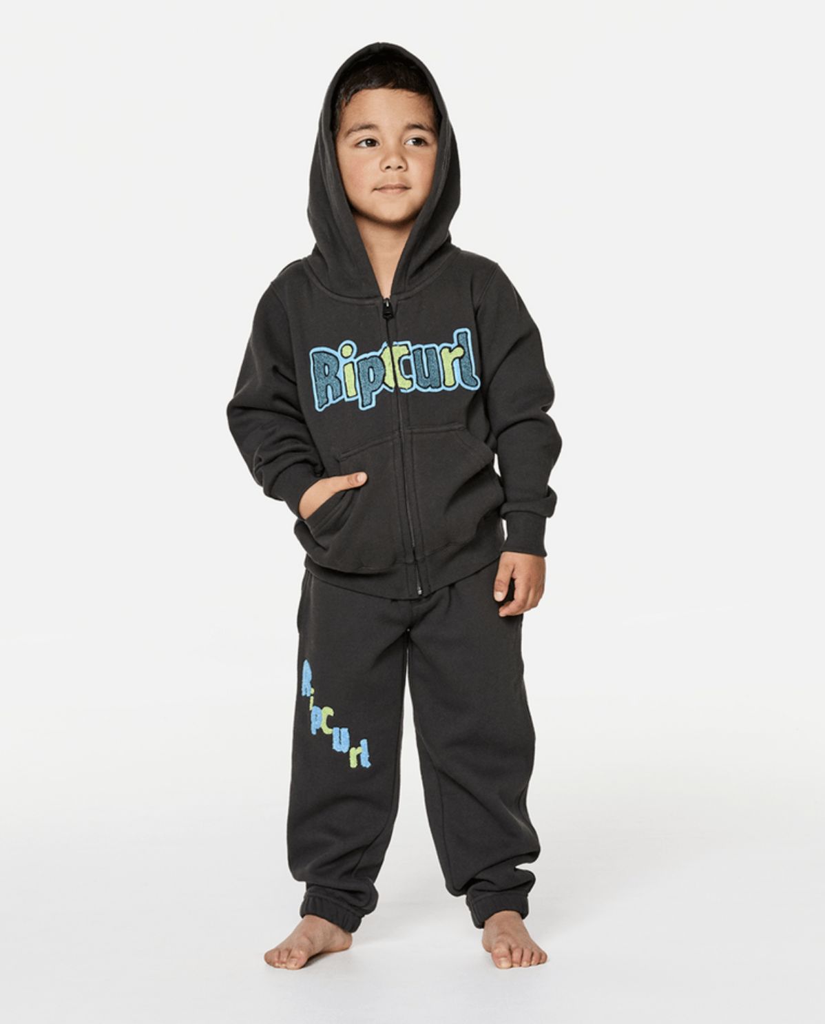 RIP CURL TODDLER BOYS PADDLE OUT Z/T FLEECE - WASHED BLACK