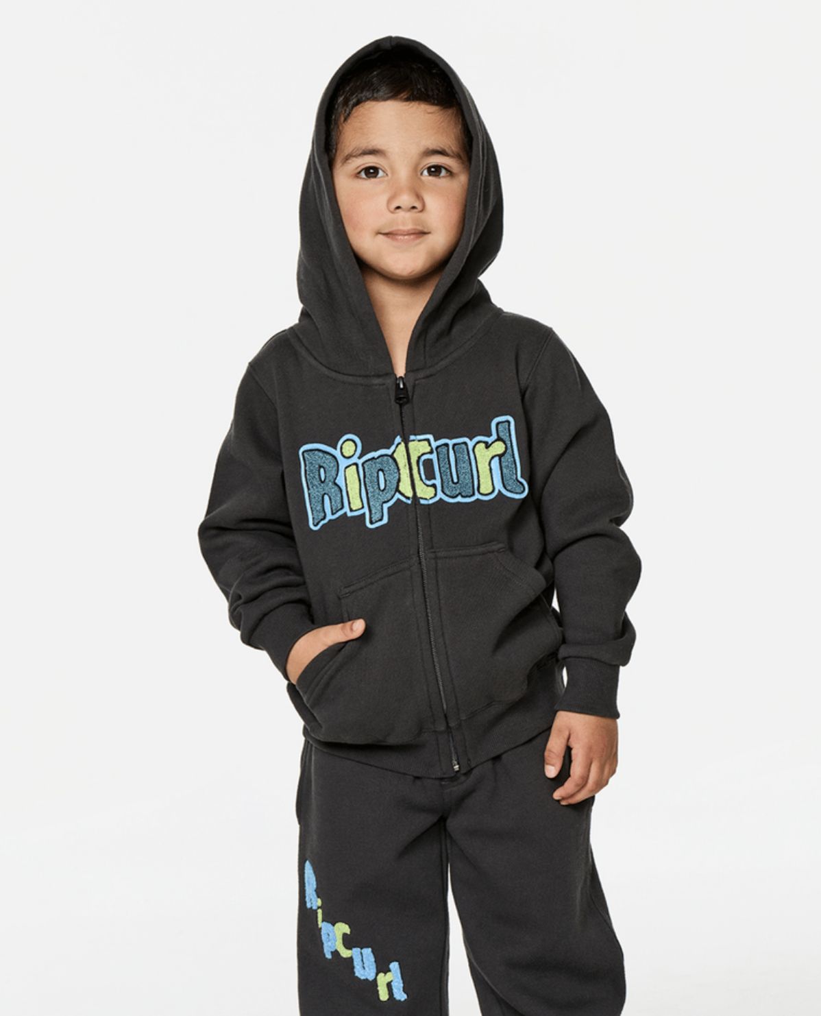 RIP CURL TODDLER BOYS PADDLE OUT Z/T FLEECE - WASHED BLACK