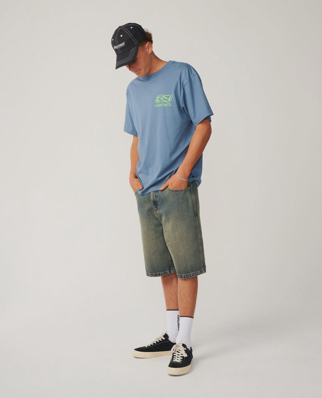 RIP CURL MENS ARCHIVE RIPPED SS TEE - BLUEFIN