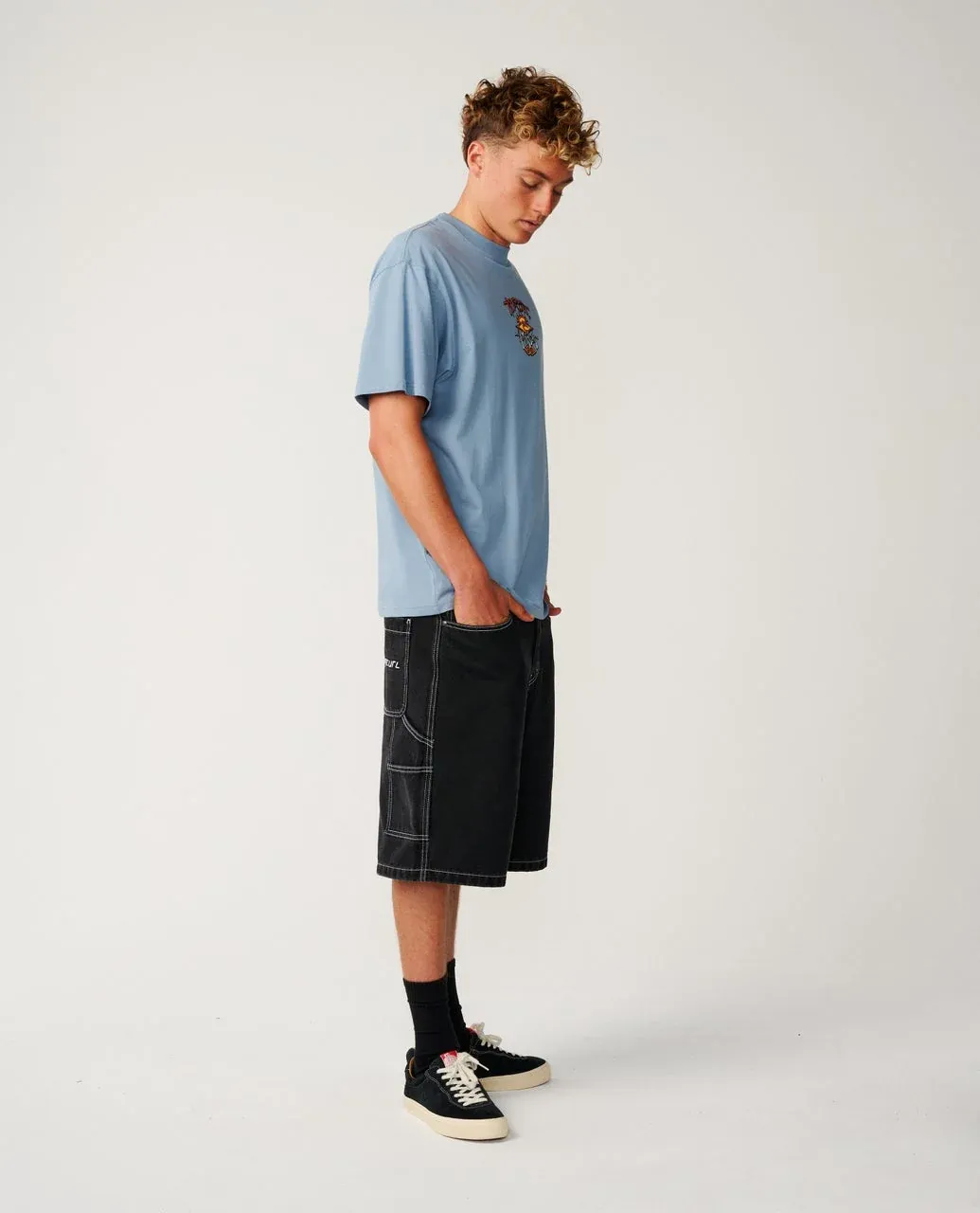 RIP CURL MENS AUS ARCH SEARCH SS TEE - FADED DENIM