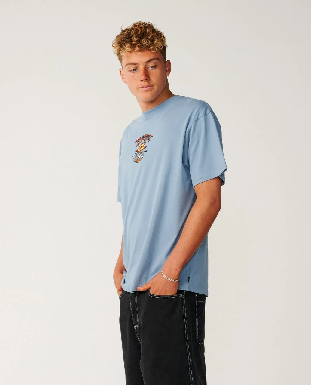 RIP CURL MENS AUS ARCH SEARCH SS TEE - FADED DENIM