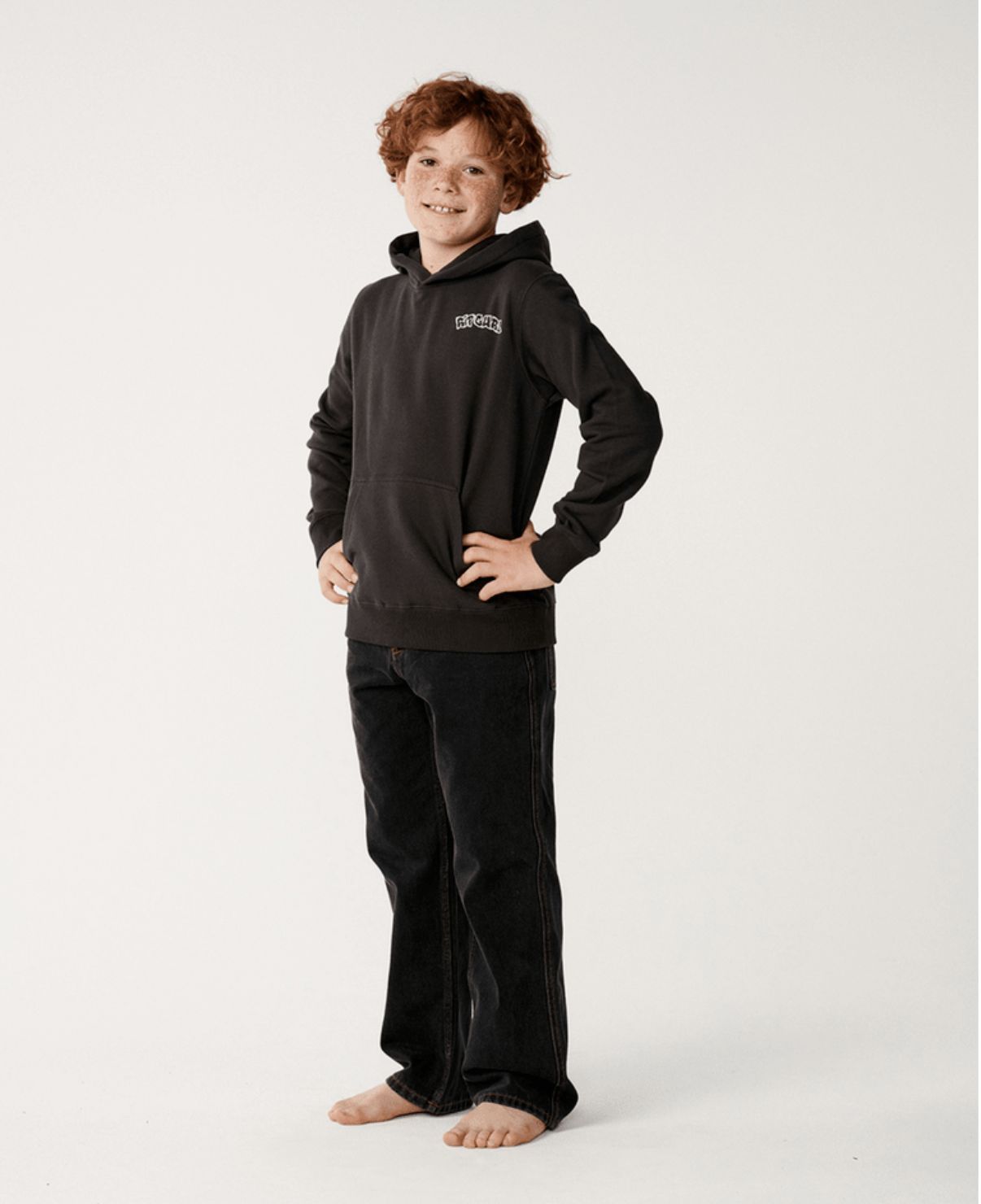 RIP CURL TEEN BOYS SURF SHACK ART HOOD - WASHED BLACK