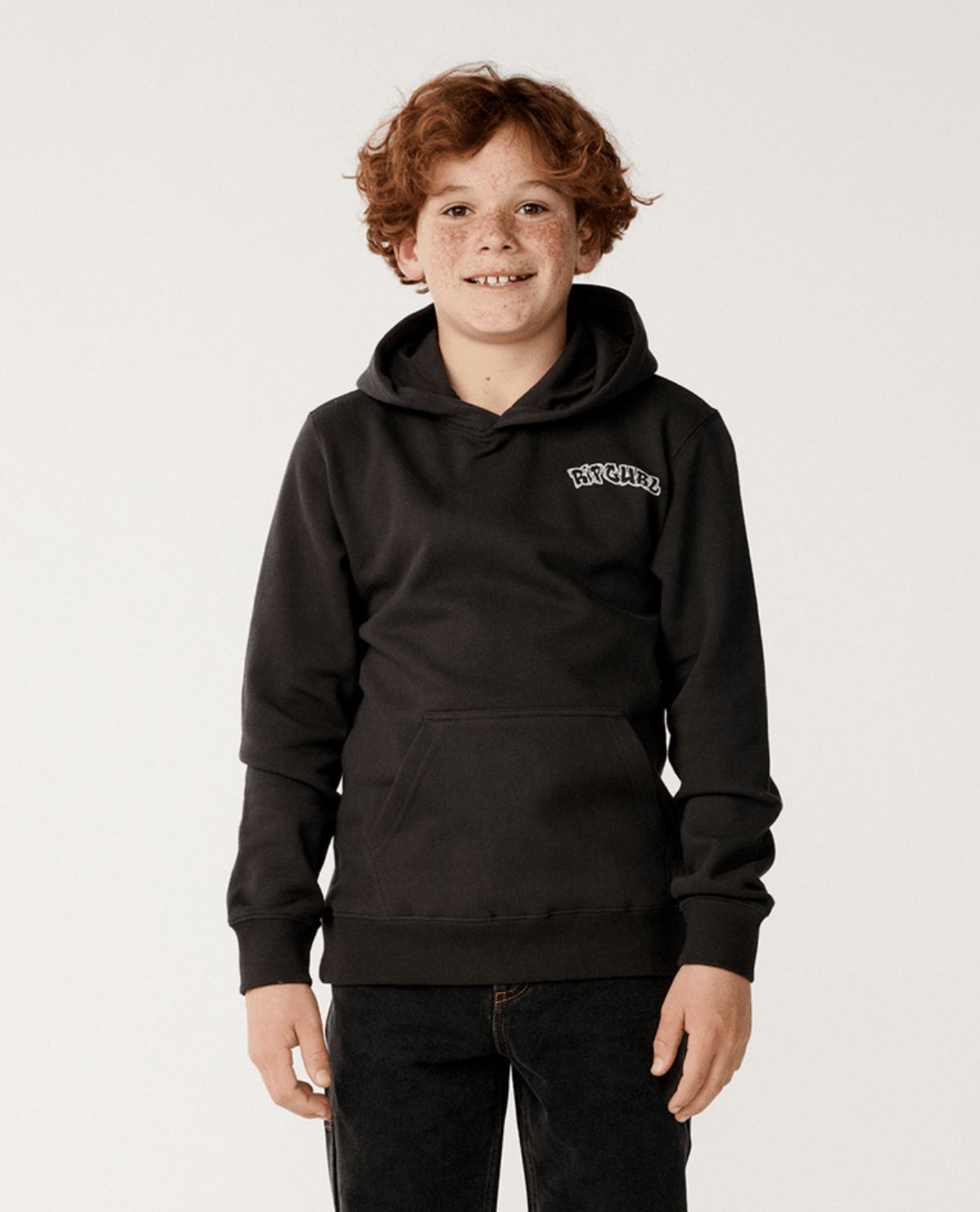 RIP CURL TEEN BOYS SURF SHACK ART HOOD - WASHED BLACK