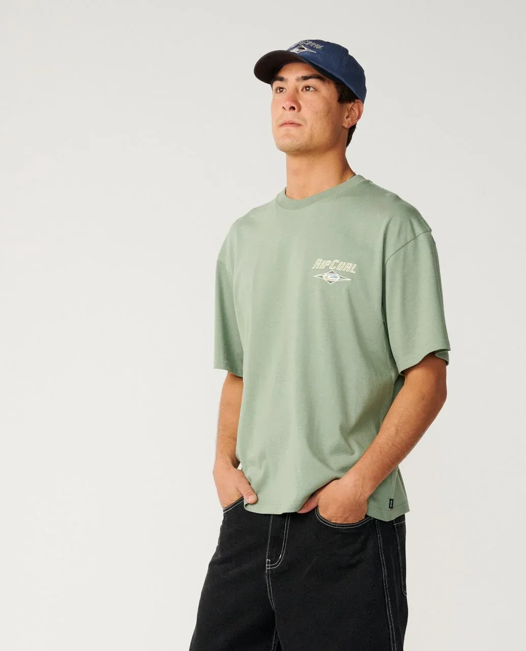RIP CURL MENS HERITAGE ICON SS TEE - SAGE