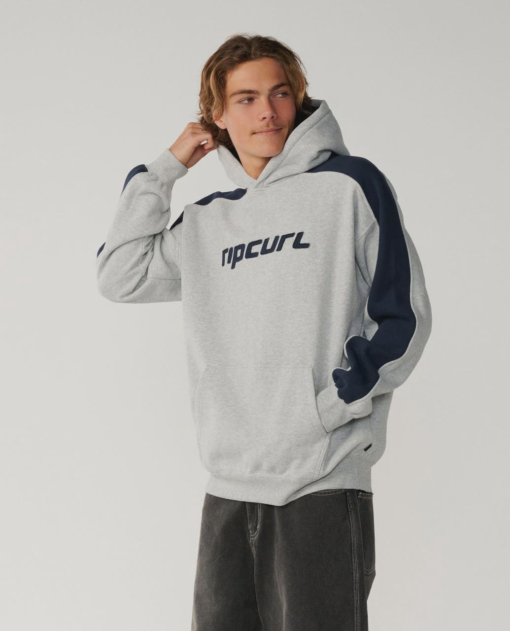 RIP CURL MENS ARCHIVE PANEL HOOD - GREY MARLE