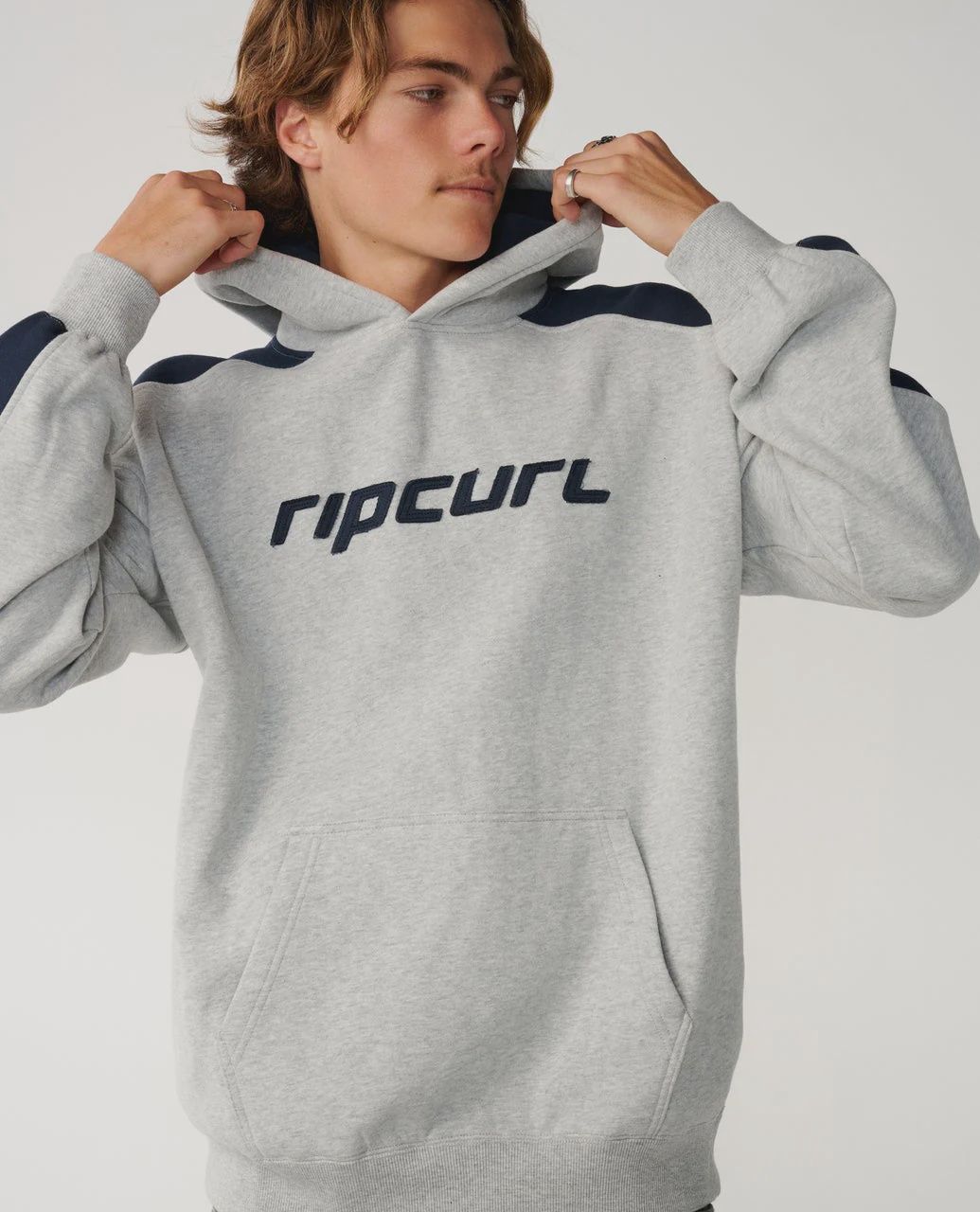 RIP CURL MENS ARCHIVE PANEL HOOD - GREY MARLE