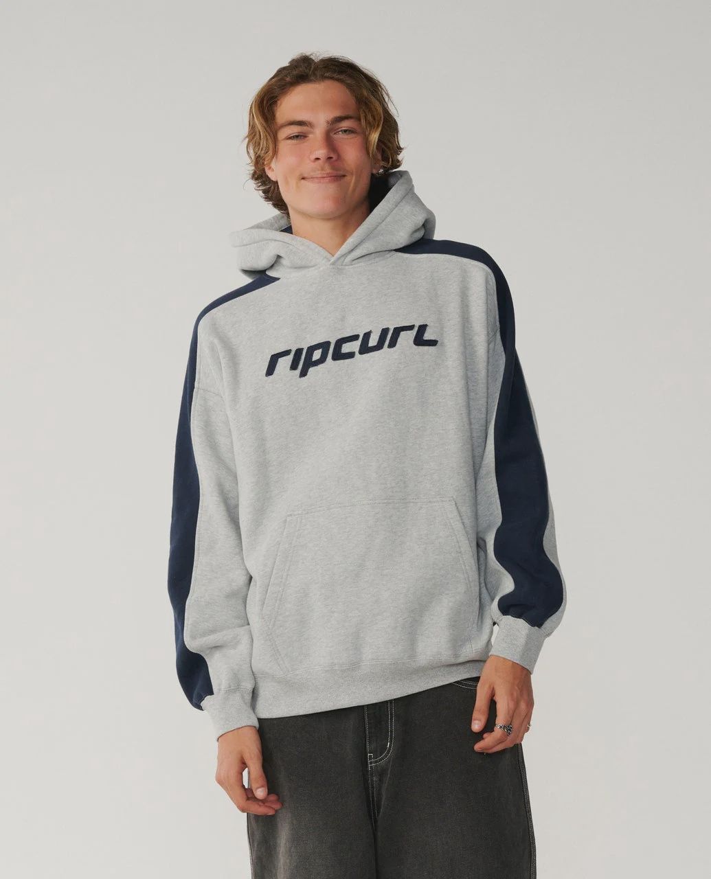 RIP CURL MENS ARCHIVE PANEL HOOD - GREY MARLE