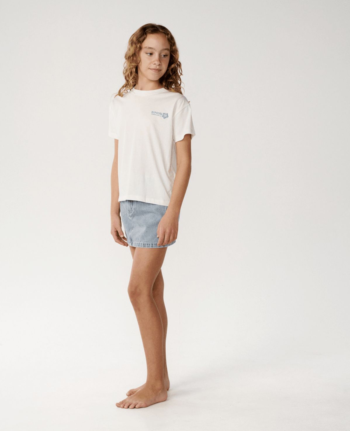 RIP CURL TEEN GIRLS SURF PUFF RELAXED TEE - BONE/BLUE