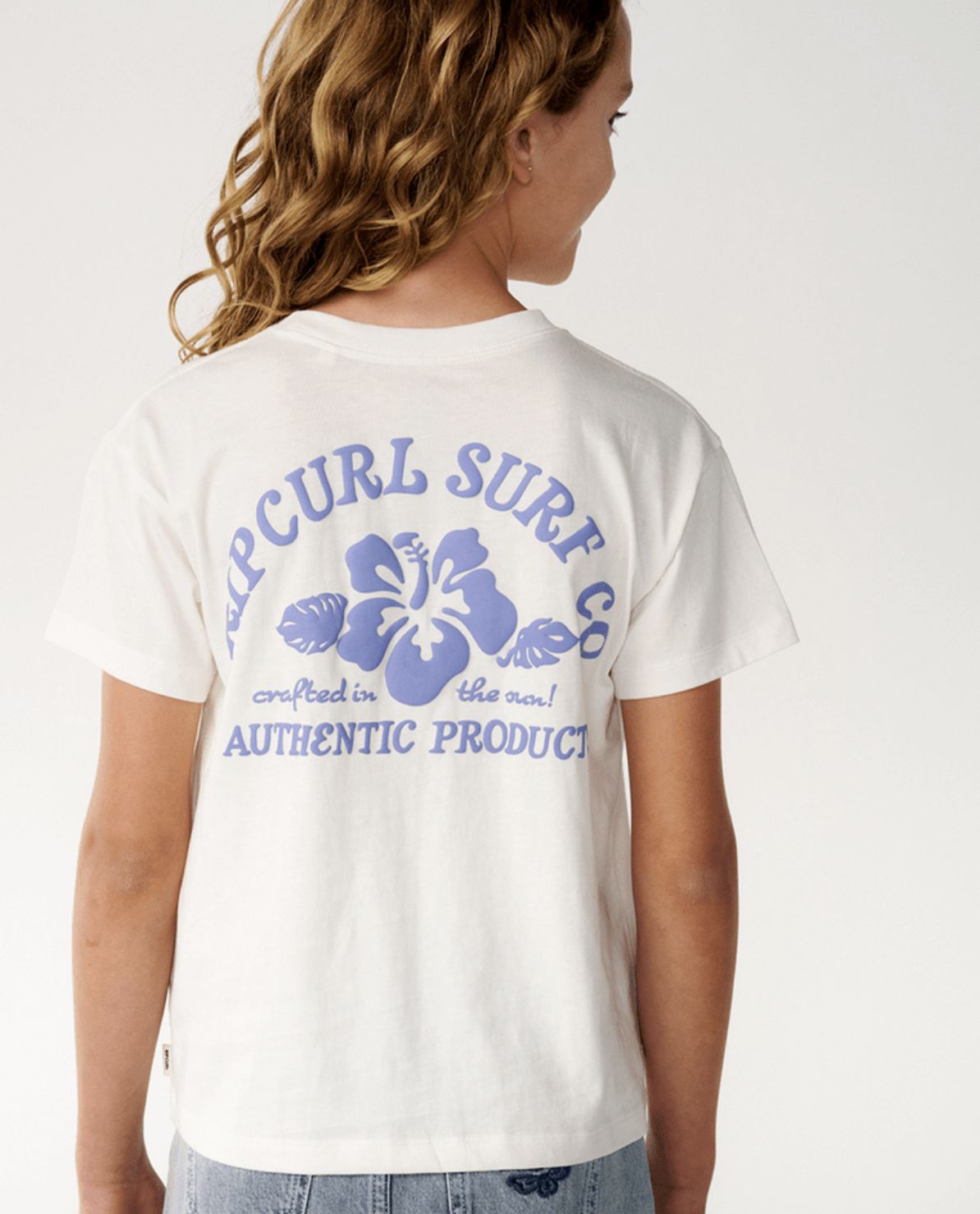 RIP CURL TEEN GIRLS SURF PUFF RELAXED TEE - BONE/BLUE