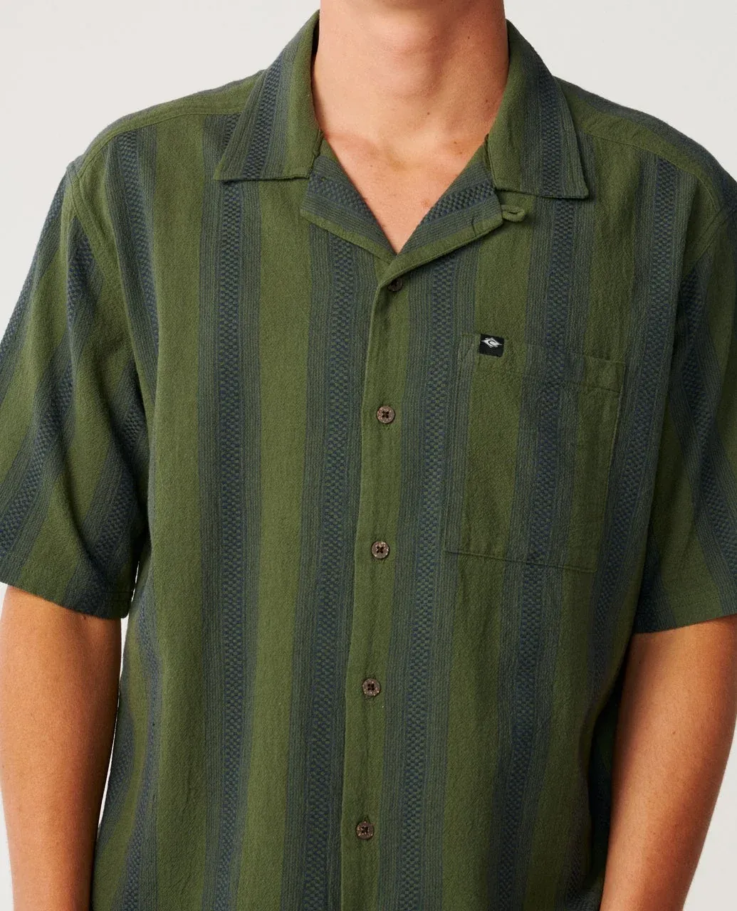 RIP CURL MENS CLASSIC SURF WEAVER S/S SHIRT - DARK OLIVE