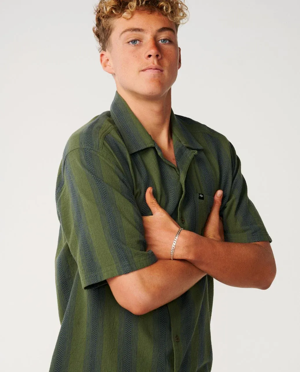 RIP CURL MENS CLASSIC SURF WEAVER S/S SHIRT - DARK OLIVE