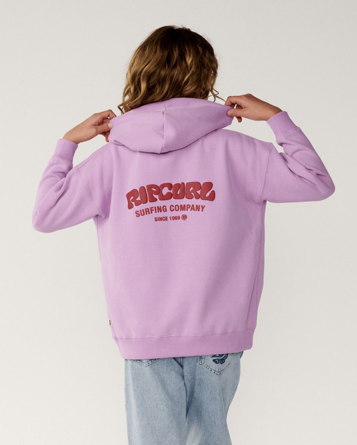 RIP CURL TEEN GIRLS SURF PUFF HOOD - BRIGHT LILAC