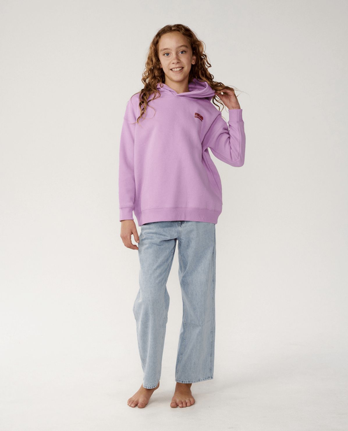 RIP CURL TEEN GIRLS SURF PUFF HOOD - BRIGHT LILAC