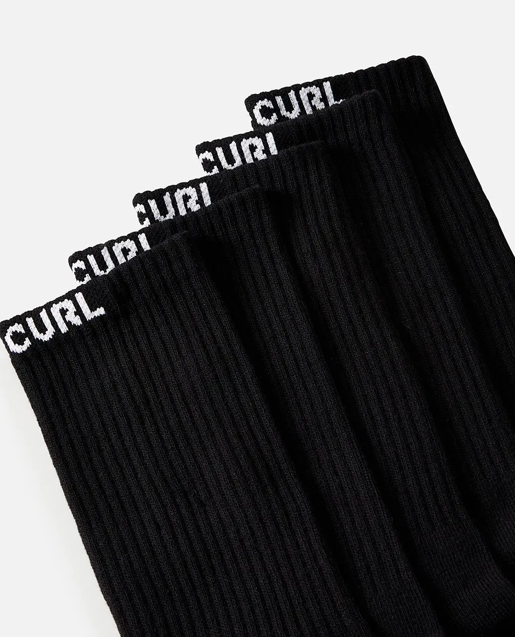 RIP CURL MENS BRAND CREW SOCK 5-PK - BLACK