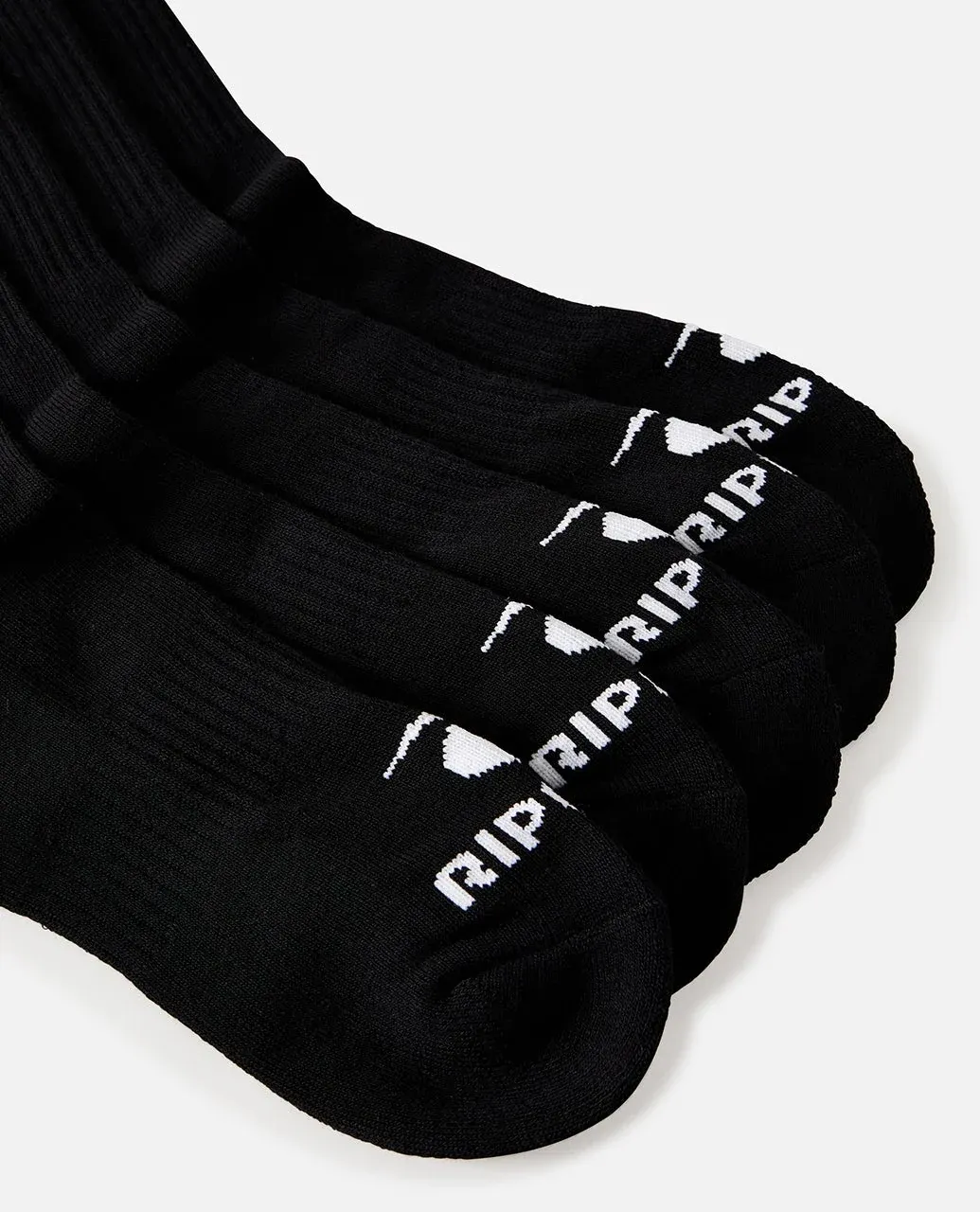RIP CURL MENS BRAND CREW SOCK 5-PK - BLACK