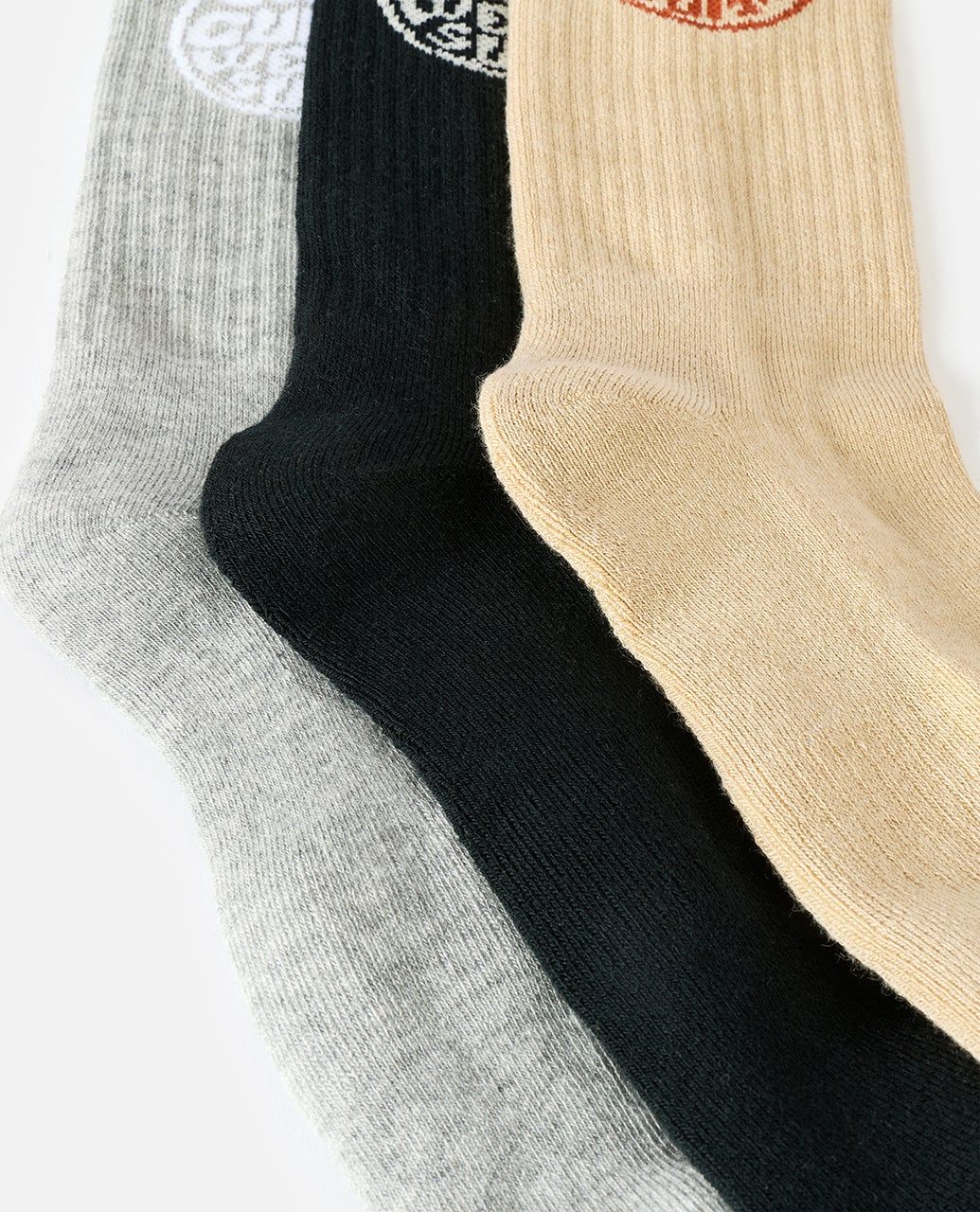 RIP CURL MENS WETTY CREW SOCK 3-PK - KHAKI SAND