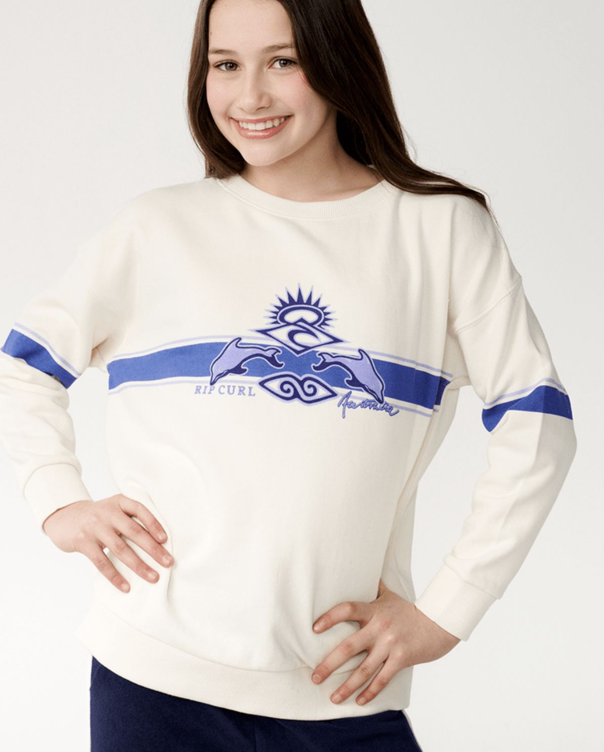 RIP CURL TEEN GIRLS ARCHIVE DOLPHIN CREW - BONE