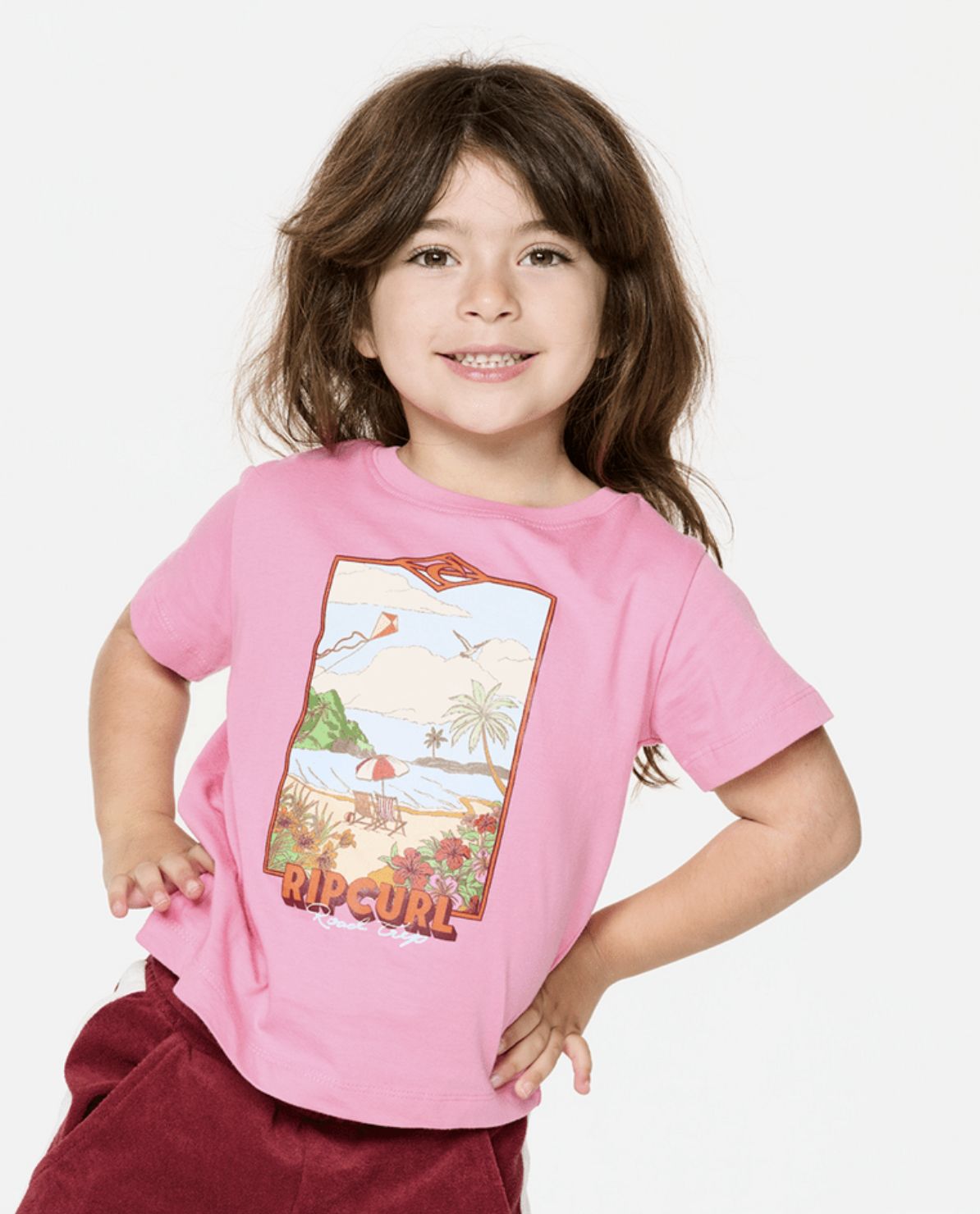 RIP CURL TODDLER GIRLS SURF VISTA SS TEE - BRIGHT PINK