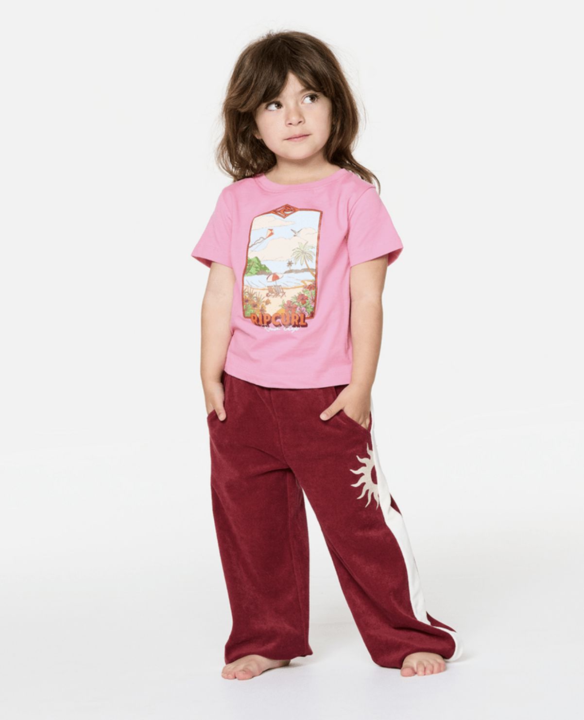 RIP CURL TODDLER GIRLS SURF VISTA SS TEE - BRIGHT PINK