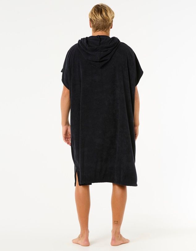 RIP CURL MENS BRAND HOODED TOWEL - BLACK/GREY
