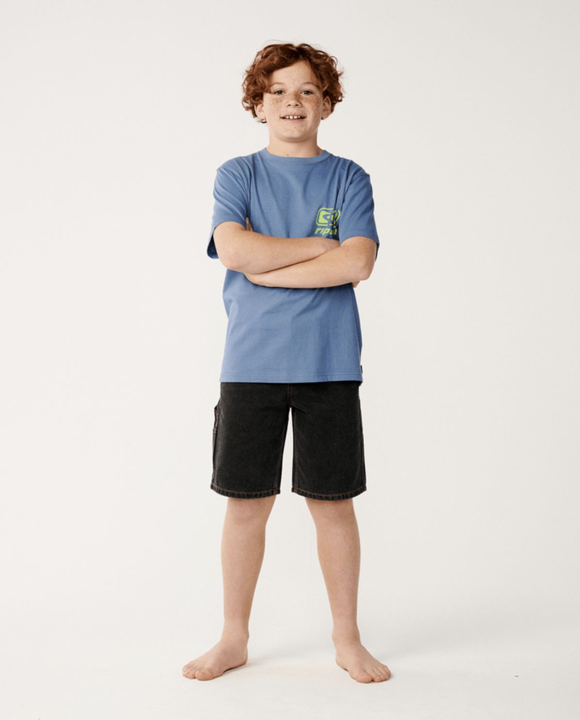 RIP CURL TEEN BOYS ARCHIVE RIPPED SS TEE - BLUEFIN