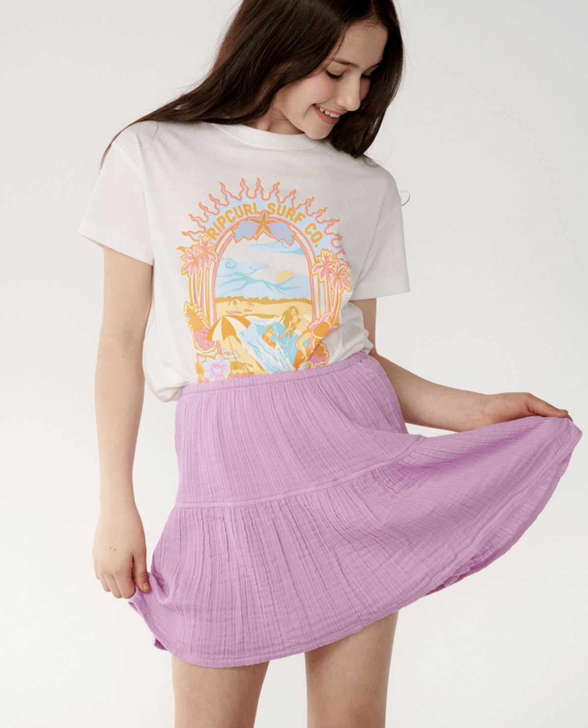 RIP CURL TEEN GIRLS COSTA DEL SOL WOVEN SKORT - LILAC